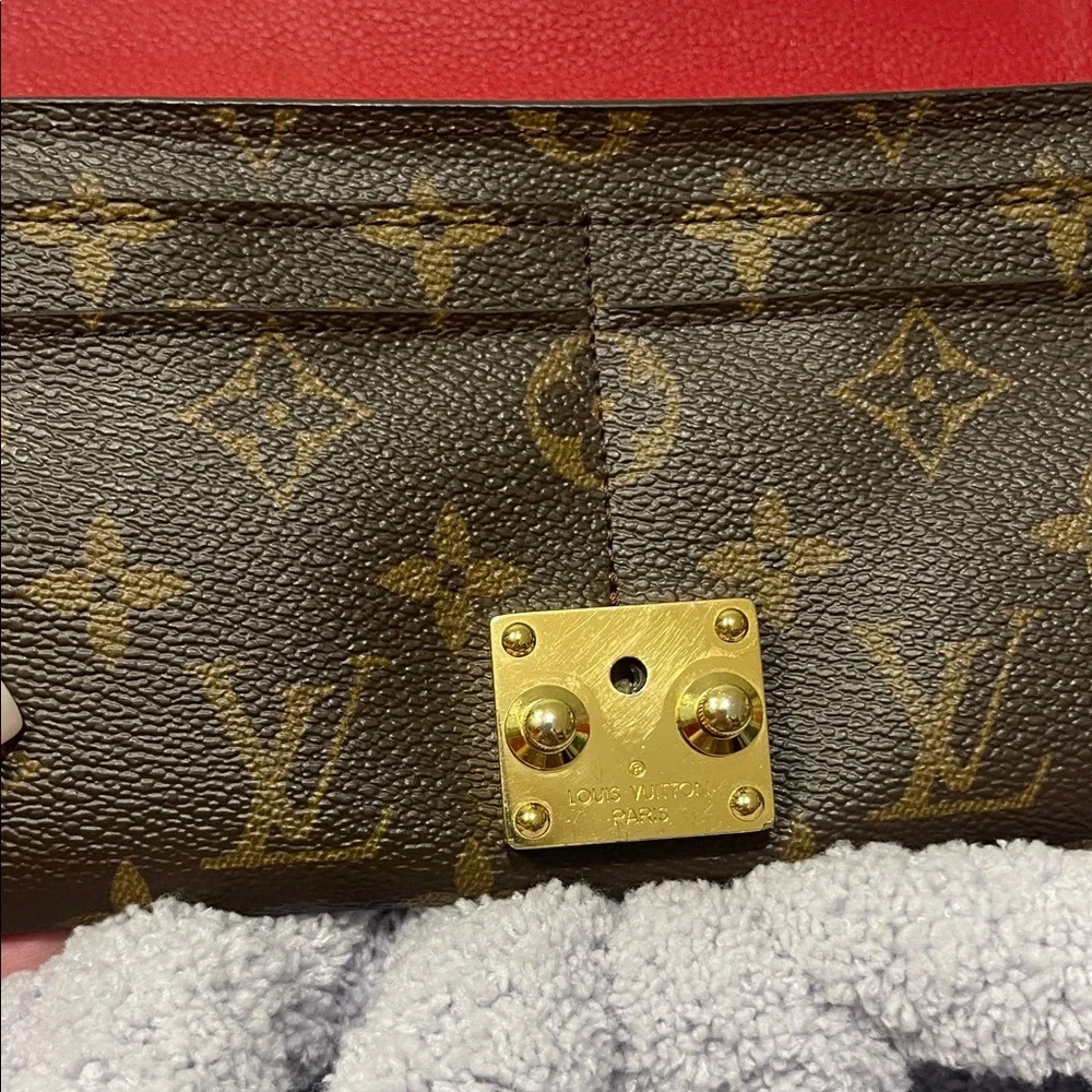 Louis Vuitton Red and Brown Monogram Clutch
